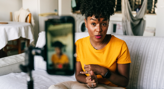 Ebook Influencers Header - Woman speaking to herself on tripod camera