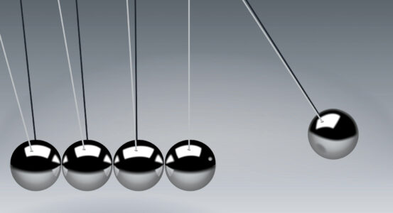 impact visual newton's cradle